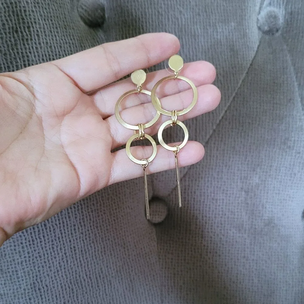 Geometric📐 Brushed🖌️ Gold💛 Dangle Earrings